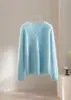 Textura tipo nuvem26 Suéter de Tricô com Decote V de Manga Longa em Lã e Cashmere Atmosférico Outono/Inverno para Mulheres, Pulôver Liso