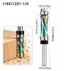 Broca de Fresagem de Acabamento com Haste de 1/4", Composta, Sete Cores, Rolamento Superior e Inferior, Cópia de Perfil, Limpeza de Fundo, Fundo Arredondado Profundo, Liga Integral, Fresadora para Marcenaria