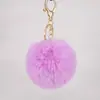 Nuevo Llavero Hebilla Bola de Pelo de Unicornio PU Imitación Piel de Conejo Rex Moda Colgante para Bolso de Mujer Venta Directa de Fábrica