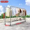 Tendedero de tubería de acero, tendedero independiente para exteriores, dormitorio, balcón, simple de doble barra, tendedero móvil para ropa de cama