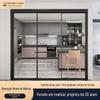 Porta de Correr Cozinha Quarto Liga de Alumínio Trilha Suspensa Porta de Correr de Vidro Changhong Porta de Varanda Design Simples para Sala de Estar Painel Triplo
