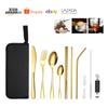 Traje portátil de Amazon para viajes al aire libre, cuchillo y tenedor, cuchara, palillos, pajita, abridor de botellas, cena familiar, vajilla de camping.