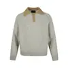 Suéter de Punto Mezclado Hilo de Lana Eme Combinación de Colores Estilo Retro Clásico Cómodo Casual Top de Punto con Solapas