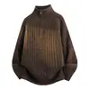 Invierno 2026 Nuevo Estilo Coreano Moda Media Cremallera Cuello Alto Casual Tejido Suéter para Hombre Talla Grande