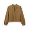 Roupas Europeias e Americanas Femininas Transfronteiriças Za Aliexpress Venda Quente Estilo Francês Renda Vazada Elegante Camisa de Manga Longa
