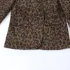 Fabricante de ropa de mujer transfronterizo al por mayor 2026 nuevo blazer de gamuza con estampado de leopardo estilo europeo y americano con abertura irregular en la espalda