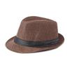 Chapéu Jazz de Linho com Aba Curta e Fita Preta Chapéu de Coco Tecido Retrô Clássico Britânico Chapéu de Sol Casual All-match para Homens e Mulheres