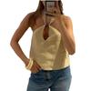 2025 Europeu e Americano Transfronteiriço Nova Roupa Feminina Sexy Recorte Design Cruz Halterneck Cordões Costas Abertas Sem Mangas Tubinho