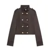 Fabricante transfronterizo de ropa para mujer al por mayor 2026 nueva chaqueta de moda elegante estilo europeo y americano con doble botonadura dorada ajustada