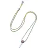 Cordón de collar tejido a mano estilo chino con color degradado y tres corazones de durazno, exquisito cordón de colgante Hanfu degradado, artículo de regalo