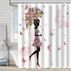 Cortina de Ducha de Tela Impermeable Resistente al Moho con Estampado Digital de Mariposas de Amazon para Baño, Partición de Tela para Ducha, Sin Perforaciones