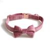 Jinjite nuevo collar de terciopelo para mascotas con moño, collar para perro, hebilla de metal completa en oro rosa, venta caliente transfronteriza