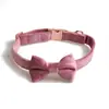 Collar de terciopelo Aminger para mascotas, nuevo collar con lazo para perro, oro rosa, hebilla metálica completa, borde cruzado, gran oferta.