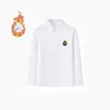 Camisa Branca Forrada com Fleece para Meninos, Fabricante com Estoque, Roupa de Performance Branca Espessa para Meninas Outono e Inverno, Camisa Térmica Infantil