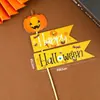 Decoração de Bolo de Halloween Teia de Aranha Morcego Borracha Macia Abóbora Fantasma Ornamento Olhos Doces Contas Decoração Cartão de Inserção Plug-in