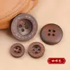 Botones de Madera con Borde Ancho y Línea de Puntos, Botones Redondos de Madera de Cuatro Agujeros, Botones de Camisa, Botones de Suéter, Botones para Abrigos, Botones de Chaqueta de Traje, Botones de Color Café