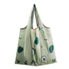 Bolsa de compras mediana a rayas con estampado de cuadros, plegable, ecológica, de nailon, estilo momia, coreana