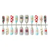Cherry Kitty 30 Peças de Unhas Portáteis Feitas à Mão com Contas de Vidro e Design Olho de Gato, Novas Peças de Unhas Portáteis Pré-Fabricadas