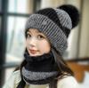 Gorro de invierno con forro polar para mujer para ciclismo, a prueba de frío, otoño e invierno, de lana, tipo luna, combinable, cálido, protección para el cuello y las orejas, tejido.