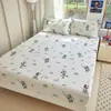 Novo Lençol de Baixo com Elástico de Algodão Puro Estampado para Primavera, Protetor de Colchão, Cobertura de Cama Antiderrapante, Lençol de Baixo Ajustado Individual/Casal