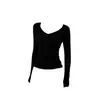 Camiseta de Manga Larga de Lyocell para Mujer, Top Ajustado, Diseño de Primavera y Otoño, Versátil Top de Manga Larga con Cuello en V para un Aspecto Adelgazante