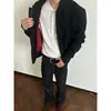Moletom Desconstruído Estilo Americano com Lapela Pesada Jaqueta Cleanfit Masculina Streetwear Outono Zíper de Alta Qualidade Jaqueta Superior