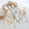 Toalla babero de gasa fina de seis capas para verano, paño de lavado para bebé transpirable y absorbente, toalla facial para bebé estampada