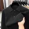Suéter de punto de alta calidad para hombre, importación, nuevo para otoño, casual, color liso, jacquard, manga larga, con cuello camisero