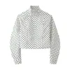 Ins Transfronterizo Europeo y Americano 2026 Nueva Moda Elegante Amazon Para Mujer Venta al por Mayor Lunares Cuello Alto Manga Larga Chaqueta Abrigo