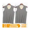 2 piezas chaleco térmico forrado de forro polar para mediana edad para hombre con forro de forro polar engrosado otoño e invierno ajuste ceñido chaleco ropa interior cuello en V camiseta interior