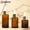 Vendas Diretas de Fábrica Frascos conta-gotas Redondos Âmbar de 20ml 30ml 40ml para Embalagem de Óleos Essenciais e Essências, Frascos Originais de Vidro Líquido