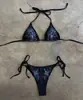 2026 Bikini Sexy de Dos Piezas Verano Playa Europeo y Americano con Tirante Halter Negro Gótico Oscuro Retro