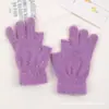 Luvas de Inverno de Duas Dedos com Dedos Expostos para Tela Sensível ao Toque Jacquard Revertido Pelúcia Escovada Quente Estilo Estudante Espessas de Meio Dedo para Inverno