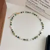 Collar de Perlas Naturales Piedra de Pavo Real Cadena para Clavícula con Cuentas Verdes Accesorios para Mujer Lujo Ligero Nicho Nuevo Estilo Collar de Moda