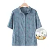 Roupas de Verão para Mulheres de Meia-Idade e Idosas, Camisas de Manga Curta 100% Algodão, Tops Florais para Mães de 50 Anos e Looks para Senhoras de 60 Anos