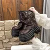 Botas Martin de motocicleta retro de suela gruesa, nuevas, para aumentar la altura, para mujeres menudas, de 10 cm de alto, con hebilla de cinturón, para otoño e invierno