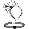Set de Diadema y Collar para Halloween, Diadema de Telaraña, Accesorios Festivos para Fiesta, Pasadores, Accesorios Populares para el Cabello para Tomar Fotos