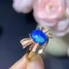 Anel de Opala Azul Colorida Natural com Pedra Principal Realçadora Branca 8*10mm, Prata S925 com Cravação Finamente Trabalhada, Venda Direta do Fabricante