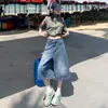 Novedad en stock jeans de pierna ancha acampanados cropped holgados plisados de cintura alta adelgazantes estilo retro americano para mujer primavera/verano 2025