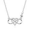 Collar con Colgante de Corazón de Platino con Eslabones de Corazón Forma de Corazón de 8 Caracteres Japonés y Coreano Incrustado con Diamantes Nicho Fábrica Outlet Joker
