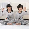 Pijama 100% Algodão Infantil, Roupas e Calças de Outono para Meninos, Camisetas de Algodão Base para Meninas, Conjunto de Roupa Íntima Térmica de Inverno para Meninos Pequenos
