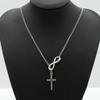 Collar coreano con cadena de suéter con cruz de ocho caracteres bañada en plata, joyería popular para niñas, joyería muy vendida en AliExpress.