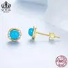 Pendientes Versátiles Elegantes Azul Turquesa Aifula Plata de Ley S925 Chapados en Oro Pendientes de Moda Joyería al por Mayor Joyería para Mujeres