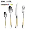 Talheres de Aço Inoxidável 304 Star Diamond Transfronteiriços Faca, Garfo e Colher Estilo Ocidental Conjunto de Quatro Peças Faca, Garfo e Colher para Steak de Hotel Conjunto Amazon