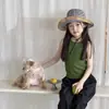 Colete Básico de Cor Sólida Estilo Coreano de Verão para Meninas Aimo Beibei, adequado para usar por dentro ou por fora, elástico, justo e refrescante
