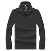 Camisa polo de manga larga de lujo ligero para hombre, hecha de algodón mercerizado, color liso, con un pequeño bordado de caballo en el cuello, adecuada para el uso diario y para ir al trabajo en primavera y otoño