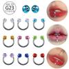 G23 Titanio Shambhala Bola de Diamante Completo Gota de Aceite C Bar Anillo Labial Anillo de Nariz Joyería para Perforación de Septo Nasal de Membrana de Diamante de Barro de Almeja Suave