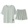 Pijama Macio Fino de Tencel Lyocell para Mulheres, Shorts de Manga Curta para o Verão, Estilo Casual Legal de Desenho Animado, Pode Ser Usado Fora de Casa como Roupa de Casa