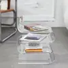 Nueva Mesa Auxiliar Transparente de Acrílico Estilo Crema para Sofá Mesa de Noche de Celebridad de Internet Normcore Forma Especial Estante para Revistas