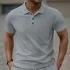 2026 Verão Transfronteiriço Amazon Homens Novo Jacquard Cor Sólida Simples Gola Reversível Casual ao Ar Livre Camisa POLO